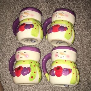 Bay Island Purple Snowmen Cocoa Mugs 2017 Holiday